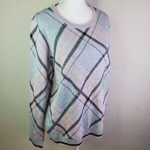 Charter Club Womens Grey Argyle Knit Sweater XL
